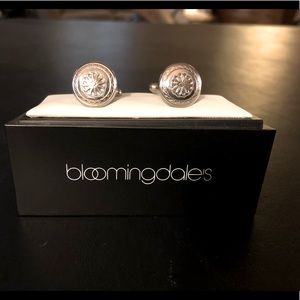 Bloomingdale’s Round Silver Toned Cuff Links